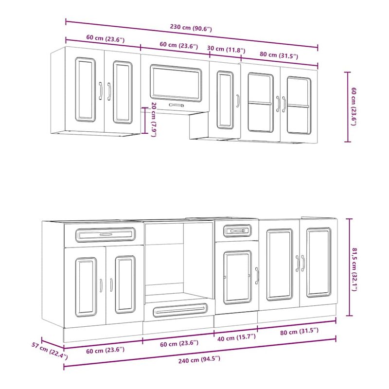 Casa si Gradina - Mobilier - Comode si corpuri - Corpuri bucatarie - Set dulapuri de bucatarie 8 piese „Kalmar” gri beton Lemn - Infinity.ro