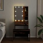 Casa si Gradina - Mobilier - Comode si corpuri - Masute de toaleta - Set de masuta de toaleta cu LED Lemn vechi din lemn lemnos - Infinity.ro
