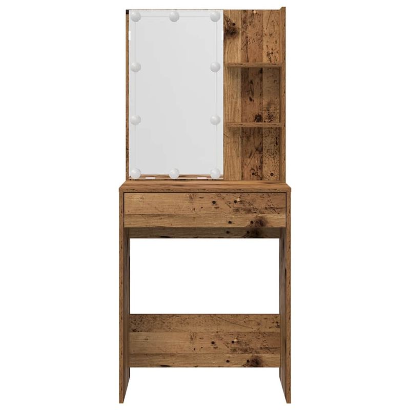 Casa si Gradina - Mobilier - Comode si corpuri - Masute de toaleta - Set de masuta de toaleta cu LED Lemn vechi din lemn lemnos - Infinity.ro