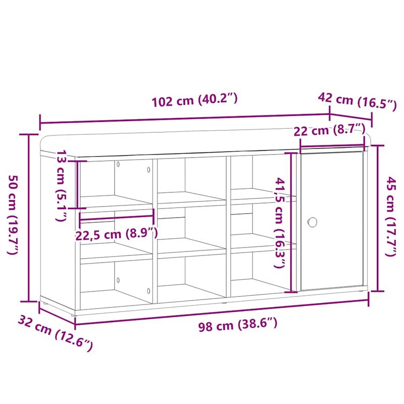 Casa si Gradina - Mobilier - Organizare si depozitare - Bancute - Banca de pantofi,lemn vechi, 102x32x50 cm, lemn prelucrat, - Infinity.ro