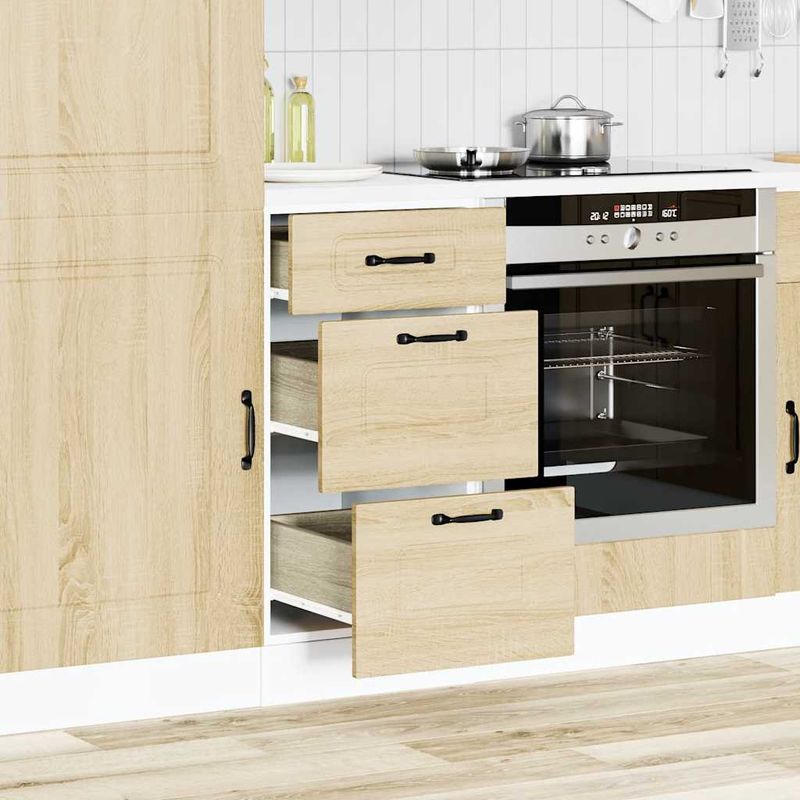 Casa si Gradina - Mobilier - Comode si corpuri - Corpuri bucatarie - Dulap de baza de bucatarie „Kalmar” din lemn de stejar Sonoma, model 1x dulap inferior (3 sertare), mărime 40x46x81.5 cm - Infinity.ro
