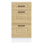 Casa si Gradina - Mobilier - Comode si corpuri - Corpuri bucatarie - Dulap de baza de bucatarie „Kalmar” din lemn de stejar Sonoma, model 1x dulap inferior (3 sertare), mărime 40x46x81.5 cm - Infinity.ro