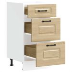 Casa si Gradina - Mobilier - Comode si corpuri - Corpuri bucatarie - Dulap de baza de bucatarie „Kalmar” din lemn de stejar Sonoma, model 1x dulap inferior (3 sertare), mărime 40x46x81.5 cm - Infinity.ro