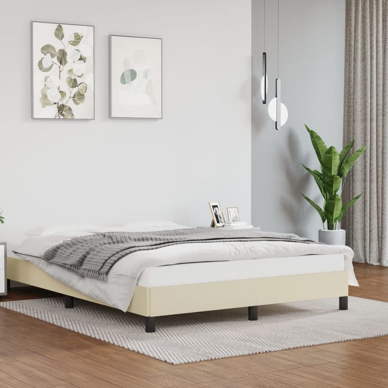 Casa si Gradina - Mobilier - Paturi si accesorii - Paturi - Cadru de pat, crem, 140x190 cm, piele ecologica - Infinity.ro