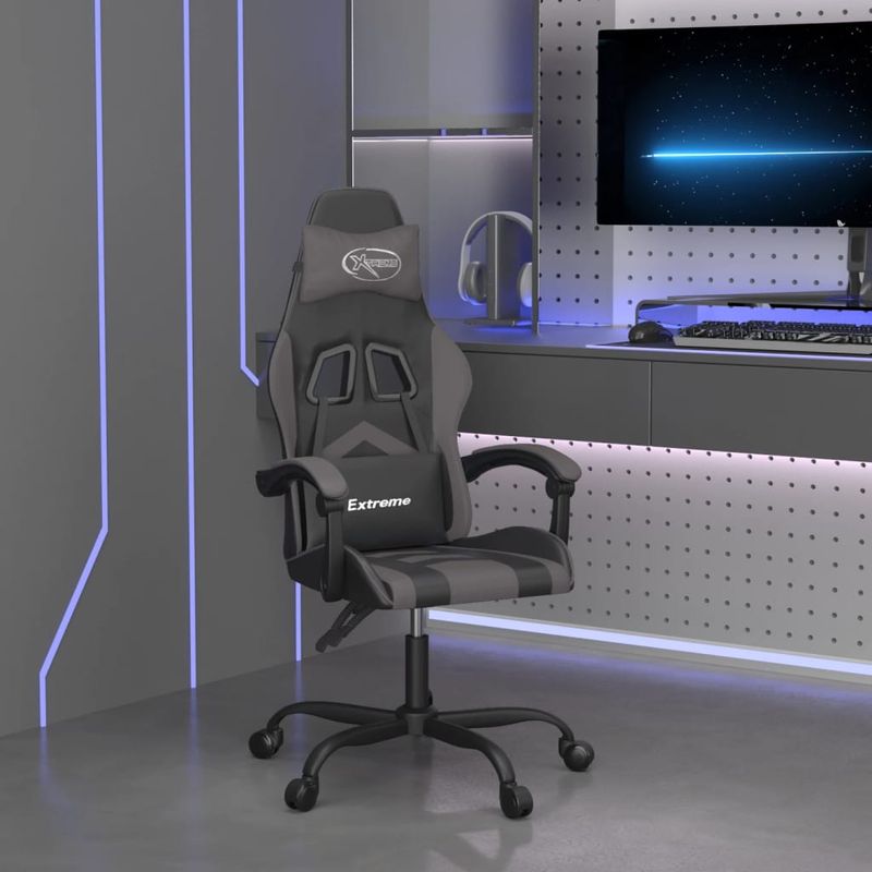 PC, gaming si accesorii - Gaming - Accesorii gaming - Scaune gaming - Scaun de jocuri, negru si gri, piele ecologica - Infinity.ro