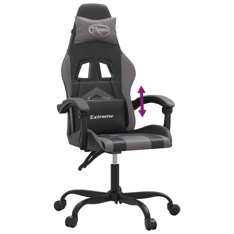 PC, gaming si accesorii - Gaming - Accesorii gaming - Scaune gaming - Scaun de jocuri, negru si gri, piele ecologica - Infinity.ro