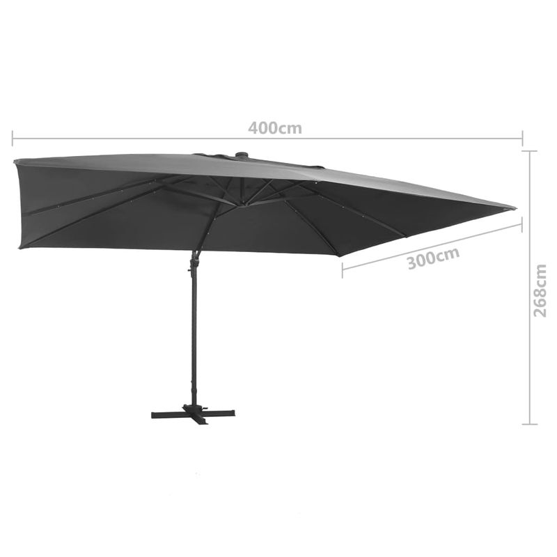 Casa si Gradina - Gradina si terasa - Umbrele si pavilioane - Umbrele - Umbrela in consola cu LED stalp din aluminiu antracit 400x300cm - Infinity.ro