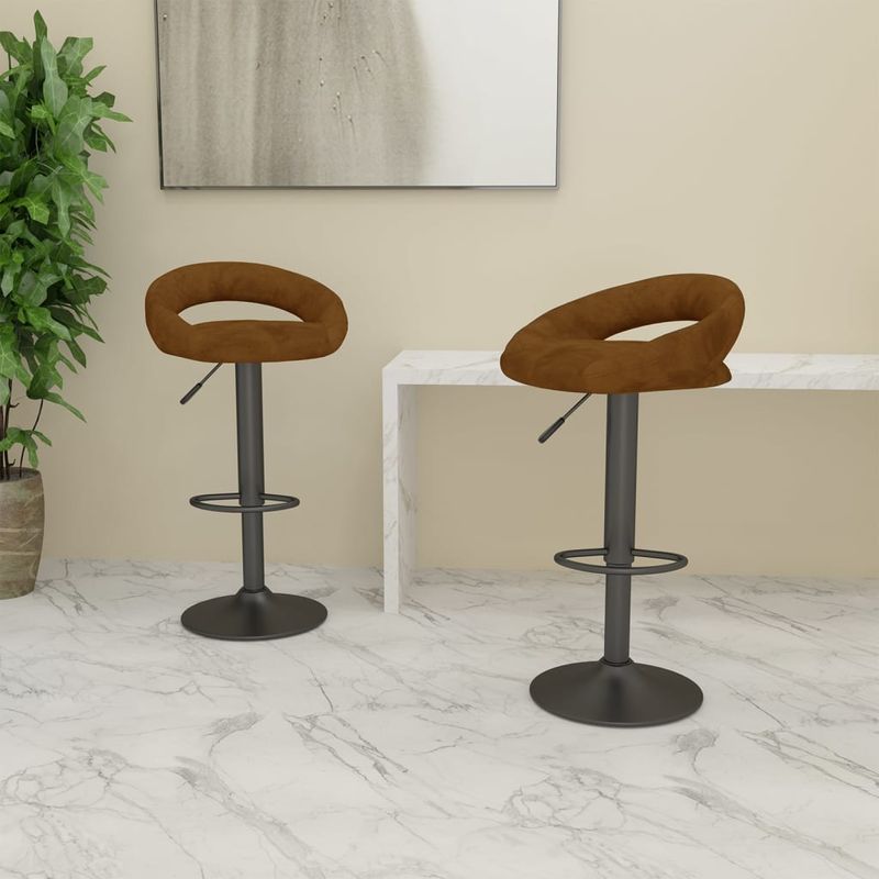 Casa si Gradina - Mobilier - Scaune si fotolii - Scaune - Scaune de bar, 2 buc., maro, catifea - Infinity.ro