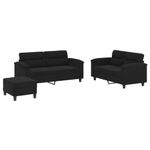 Casa si Gradina - Mobilier - Seturi de mobilier - Seturi living - Set de canapele cu perne, 3 piese, negru, microfibra - Infinity.ro