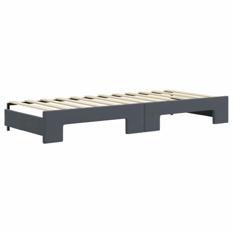 Casa si Gradina - Mobilier - Paturi si accesorii - Paturi - Pat de zi cu extensie si saltele gri inchis 80x200 cm catifea - Infinity.ro