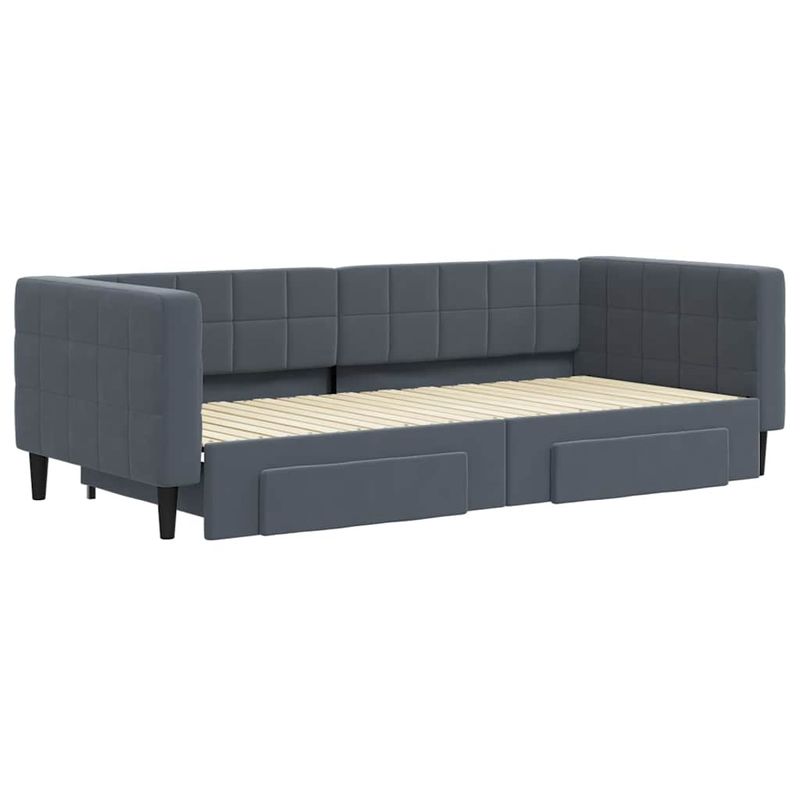 Casa si Gradina - Mobilier - Paturi si accesorii - Paturi - Pat de zi cu extensie si sertare gri inchis 90x200 cm catifea - Infinity.ro