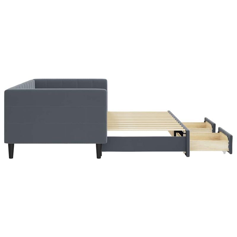 Casa si Gradina - Mobilier - Paturi si accesorii - Paturi - Pat de zi cu extensie si sertare gri inchis 90x200 cm catifea - Infinity.ro