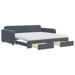 Casa si Gradina - Mobilier - Paturi si accesorii - Paturi - Pat de zi cu extensie si sertare gri inchis 100x200cm catifea - Infinity.ro