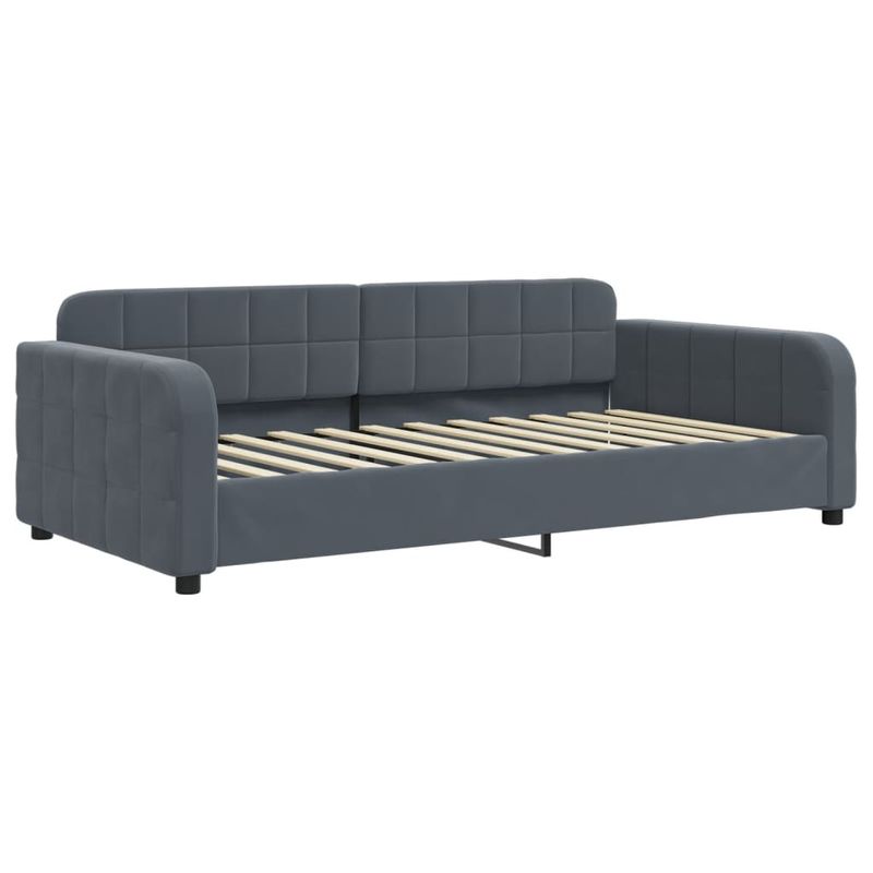 Casa si Gradina - Mobilier - Paturi si accesorii - Paturi - Pat de zi cu extensie si sertare gri inchis 100x200cm catifea - Infinity.ro
