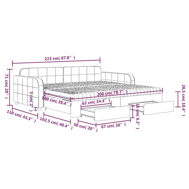 Casa si Gradina - Mobilier - Paturi si accesorii - Paturi - Pat de zi cu extensie si sertare gri inchis 100x200cm catifea - Infinity.ro