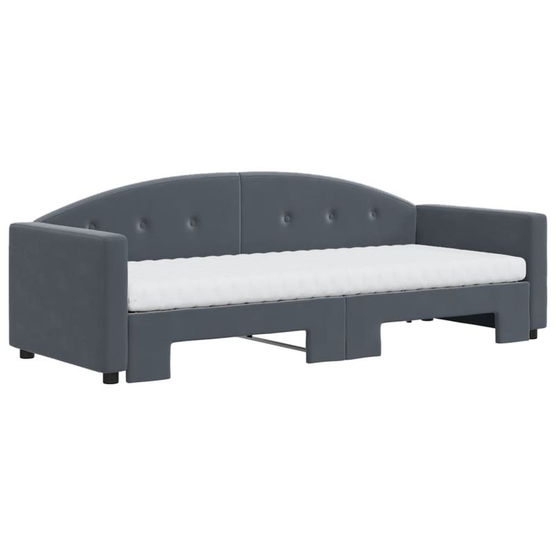 Casa si Gradina - Mobilier - Paturi si accesorii - Paturi - Pat de zi cu extensie si saltele gri inchis 80x200 cm catifea - Infinity.ro