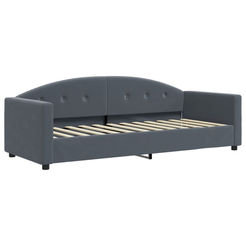Casa si Gradina - Mobilier - Paturi si accesorii - Paturi - Pat de zi cu extensie si saltele gri inchis 80x200 cm catifea - Infinity.ro