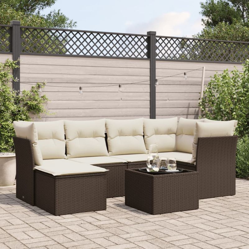 Casa si Gradina - Gradina si terasa - Mobilier exterior - Seturi mobila gradina - Set canapele de gradina cu perne, 7 piese, maro, poliratan - Infinity.ro