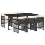 Casa si Gradina - Gradina si terasa - Mobilier exterior - Seturi mobila gradina - Set mobilier de gradina cu perne, 7 piese, negru, poliratan - Infinity.ro