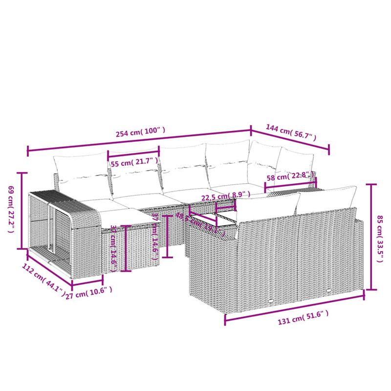 Casa si Gradina - Gradina si terasa - Mobilier exterior - Canapele si fotolii gradina - Set canapele de gradina cu perne, 11 piese, maro, poliratan - Infinity.ro