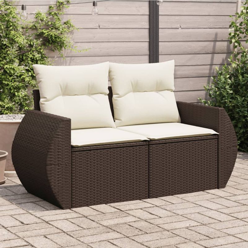 Casa si Gradina - Gradina si terasa - Mobilier exterior - Canapele si fotolii gradina - Canapea de gradina cu perne, 2 locuri, maro, poliratan - Infinity.ro