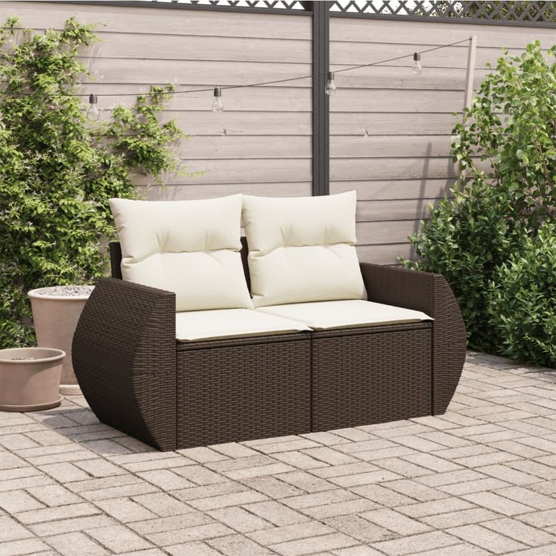 Casa si Gradina - Gradina si terasa - Mobilier exterior - Canapele si fotolii gradina - Canapea de gradina cu perne, 2 locuri, maro, poliratan - Infinity.ro
