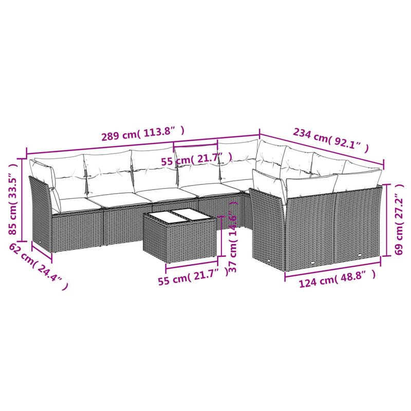Casa si Gradina - Gradina si terasa - Mobilier exterior - Seturi mobila gradina - Set canapele de gradina cu perne, 10 piese, maro, poliratan - Infinity.ro