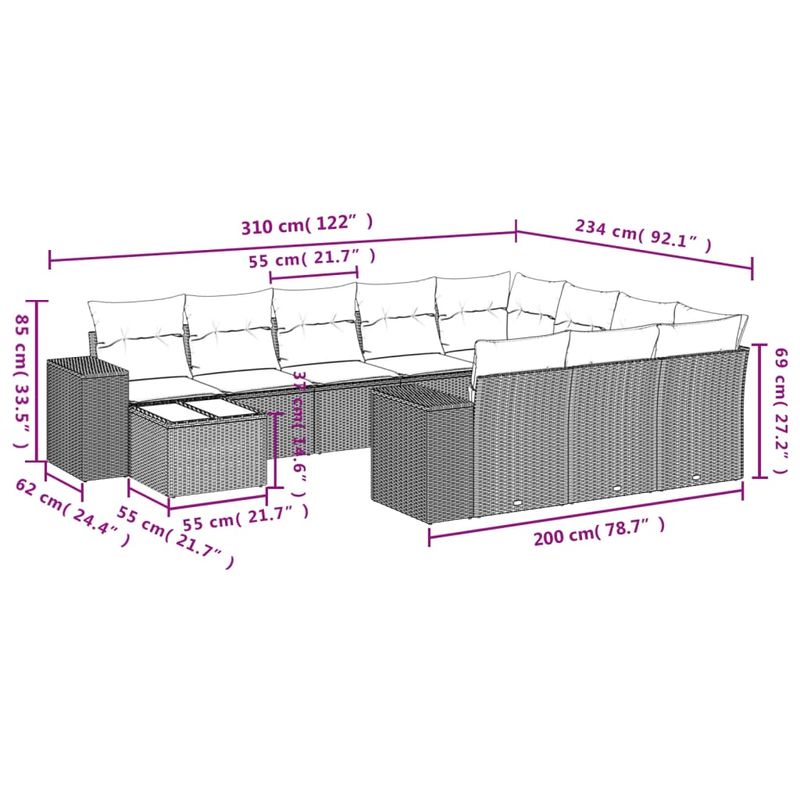 Casa si Gradina - Gradina si terasa - Mobilier exterior - Seturi mobila gradina - Set canapele de gradina cu perne, 11 piese, maro, poliratan - Infinity.ro