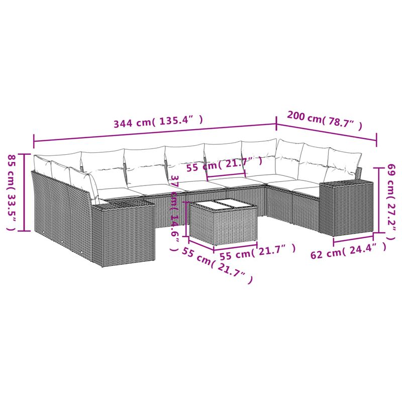Casa si Gradina - Gradina si terasa - Mobilier exterior - Seturi mobila gradina - Set canapele de gradina cu perne, 11 piese, maro, poliratan - Infinity.ro