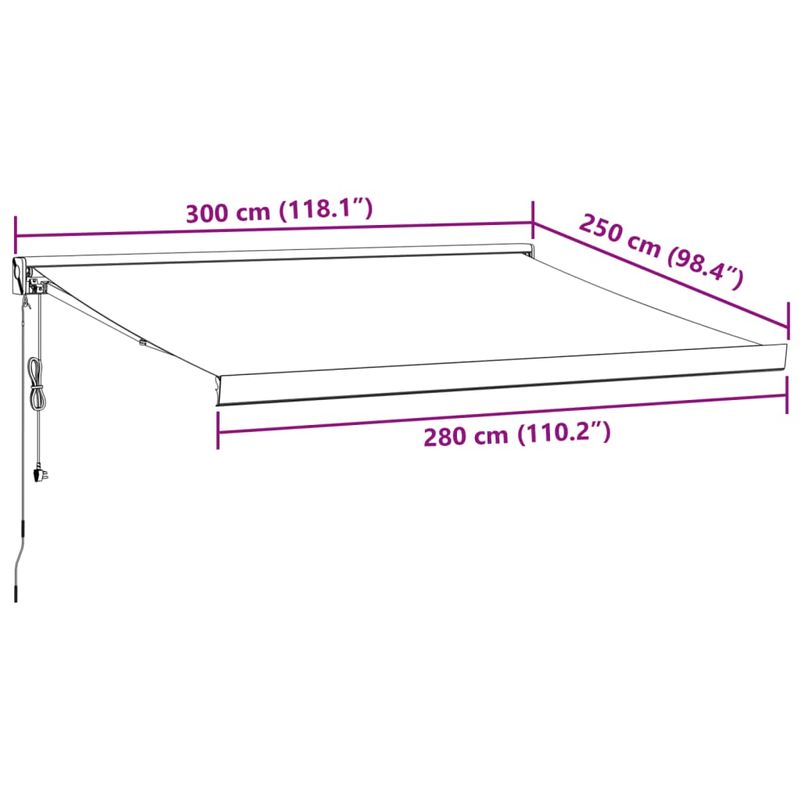 Casa si Gradina - Gradina si terasa - Umbrele si pavilioane - Umbrele - Copertina retractabila antracit/alb, 3x2,5 m, textil/aluminiu - Infinity.ro