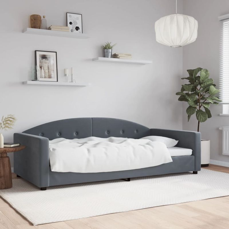 Casa si Gradina - Mobilier - Paturi si accesorii - Paturi - Cadru de pat, gri inchis, 100x200 cm, catifea - Infinity.ro
