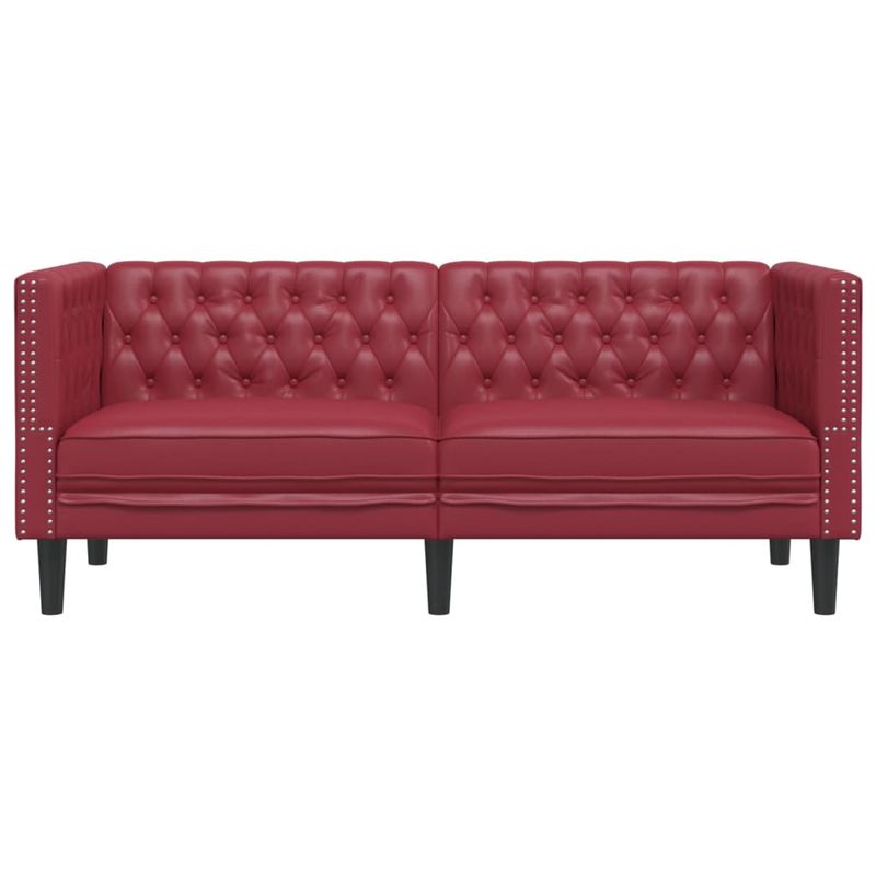 Casa si Gradina - Mobilier - Canapele si coltare - Canapele - Canapea Chesterfield cu 2 locuri, rosu vin, piele ecologica - Infinity.ro