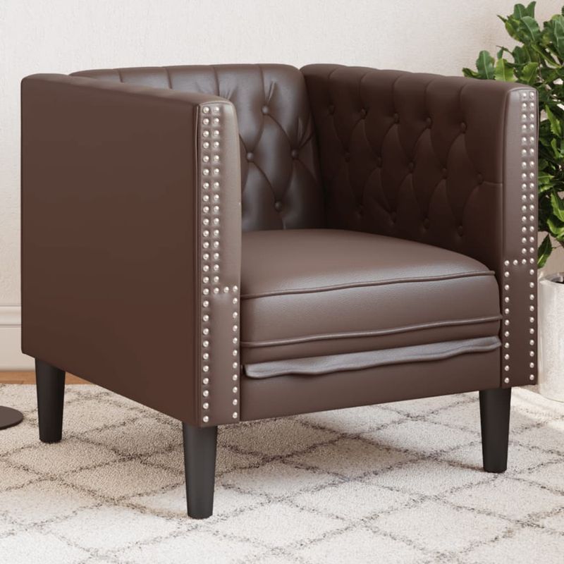 Casa si Gradina - Mobilier - Scaune si fotolii - Fotolii - Fotoliu Chesterfield, maro, piele ecologica - Infinity.ro
