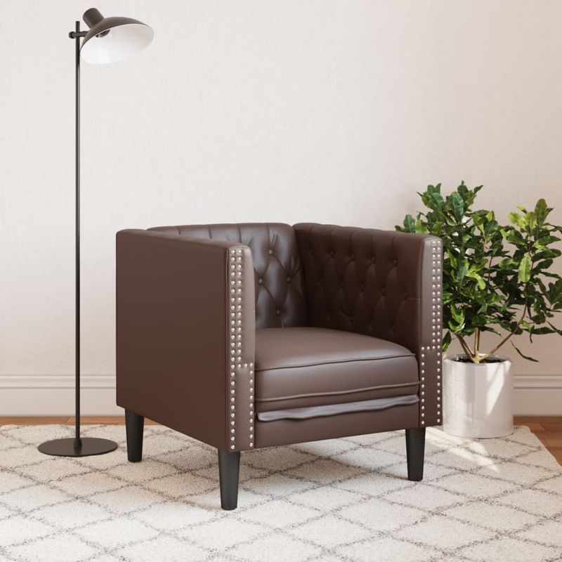 Casa si Gradina - Mobilier - Scaune si fotolii - Fotolii - Fotoliu Chesterfield, maro, piele ecologica - Infinity.ro