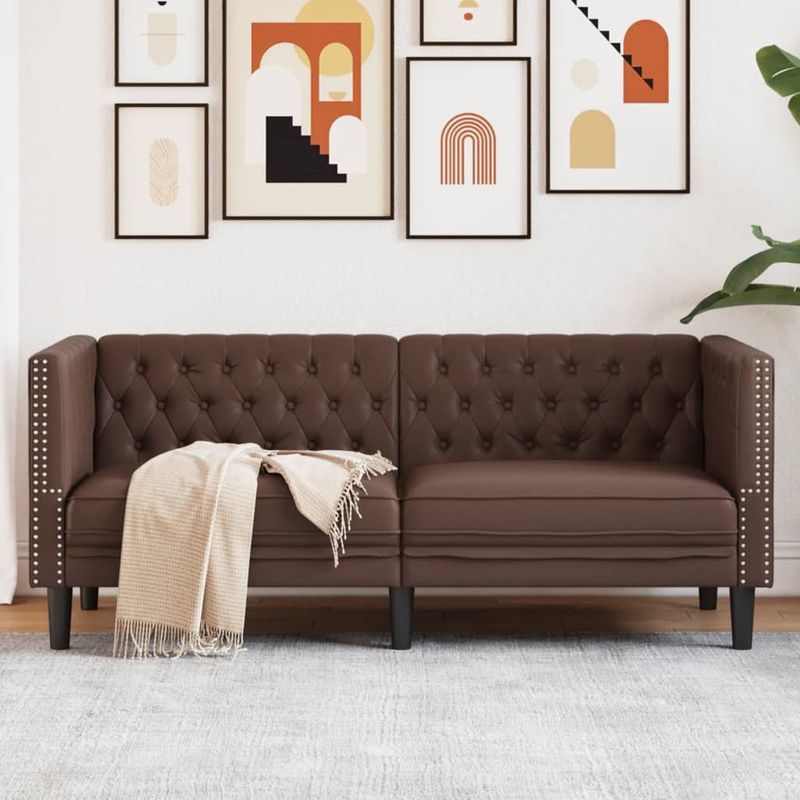 Casa si Gradina - Mobilier - Canapele si coltare - Canapele - Canapea Chesterfield cu 2 locuri, maro, piele ecologica - Infinity.ro