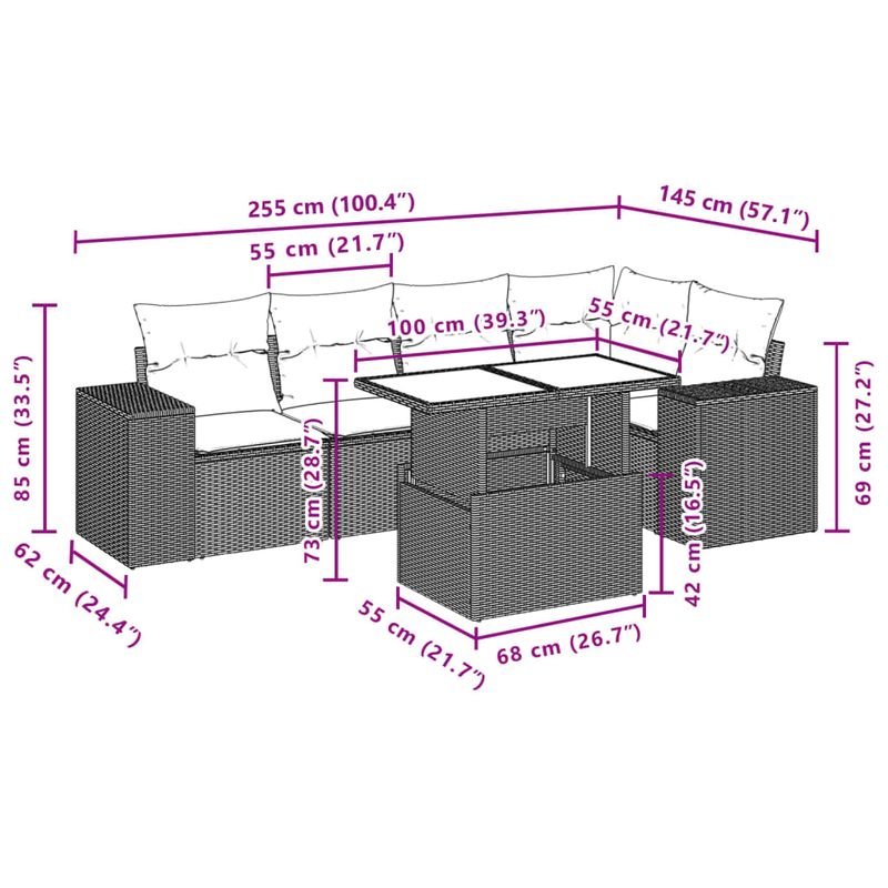 Casa si Gradina - Gradina si terasa - Mobilier exterior - Seturi mobila gradina - Set canapele de gradina cu perne, 6 piese, maro, poliratan - Infinity.ro