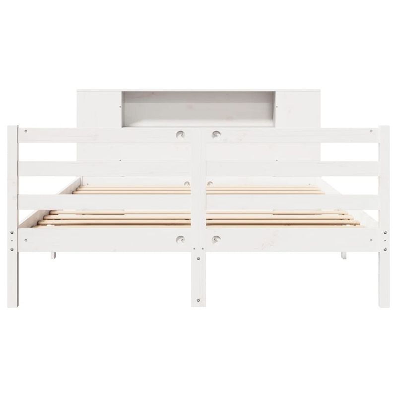 Casa si Gradina - Mobilier - Paturi si accesorii - Paturi - Pat cu biblioteca fara saltea, alb, 160x200 cm, lemn masiv pin - Infinity.ro