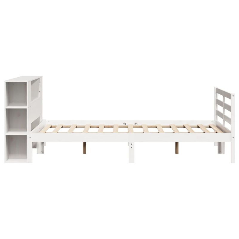 Casa si Gradina - Mobilier - Paturi si accesorii - Paturi - Pat cu biblioteca fara saltea, alb, 160x200 cm, lemn masiv pin - Infinity.ro