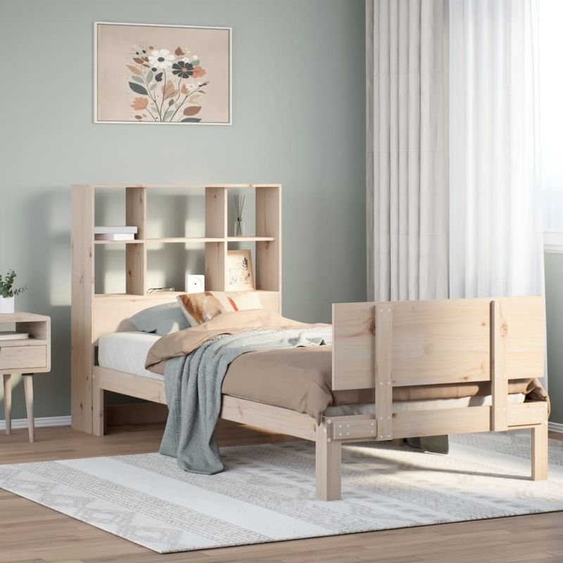 Casa si Gradina - Mobilier - Paturi si accesorii - Paturi - Pat cu biblioteca fara saltea, 90x200 cm, lemn masiv pin - Infinity.ro