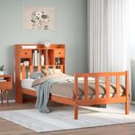 Casa si Gradina - Mobilier - Paturi si accesorii - Paturi - Pat biblioteca fara saltea maro ceruit 75x190 cm lemn masiv pin - Infinity.ro