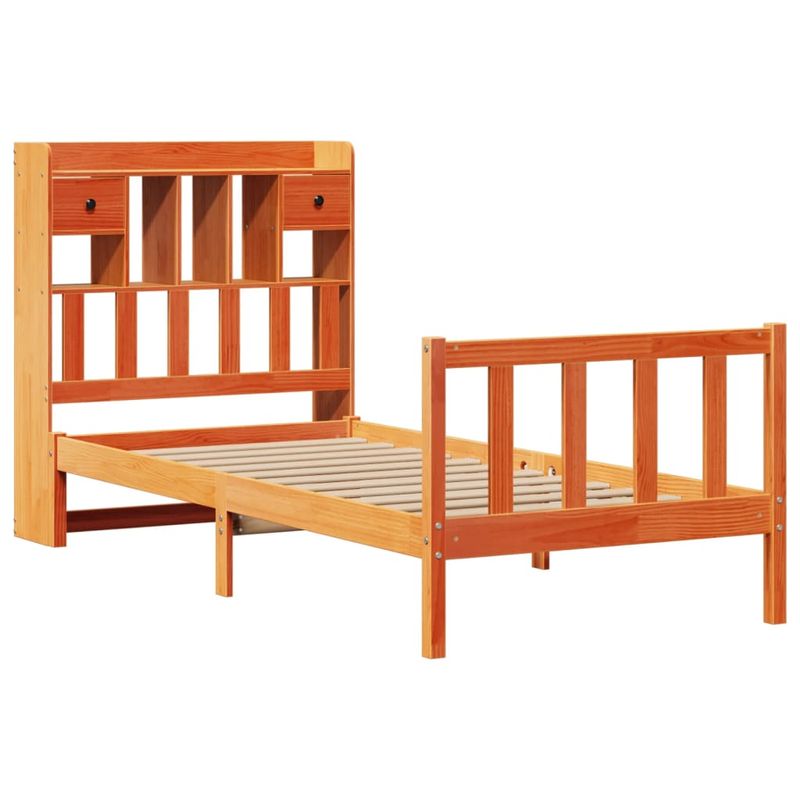 Casa si Gradina - Mobilier - Paturi si accesorii - Paturi - Pat biblioteca fara saltea maro ceruit 75x190 cm lemn masiv pin - Infinity.ro