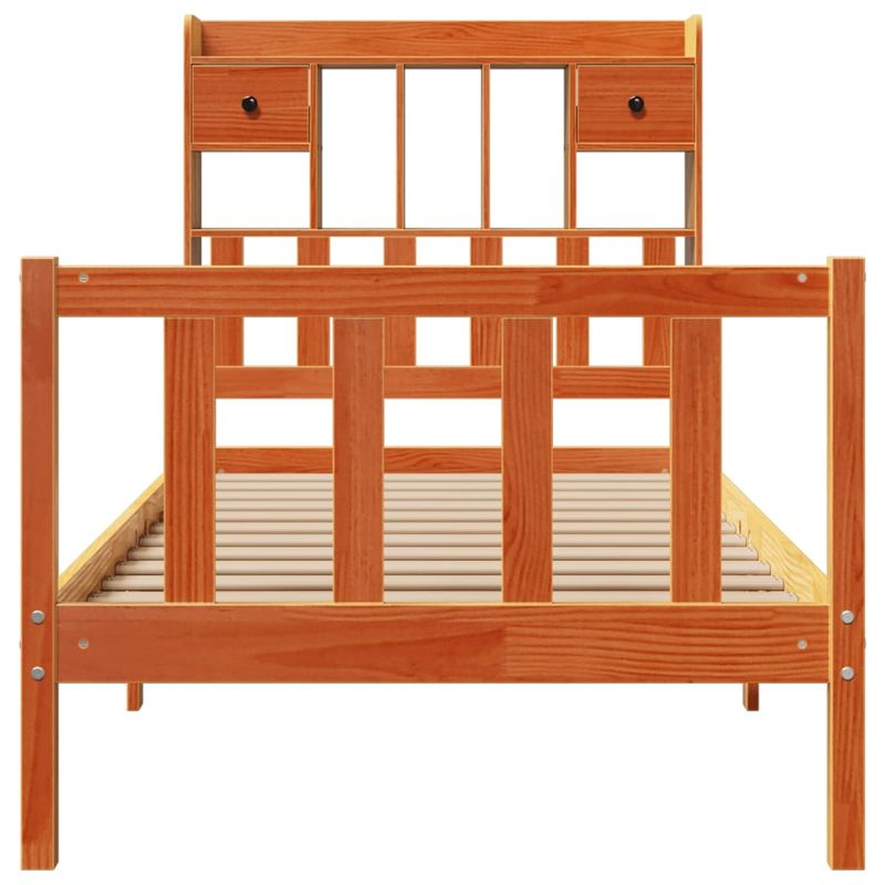 Casa si Gradina - Mobilier - Paturi si accesorii - Paturi - Pat biblioteca fara saltea maro ceruit 75x190 cm lemn masiv pin - Infinity.ro