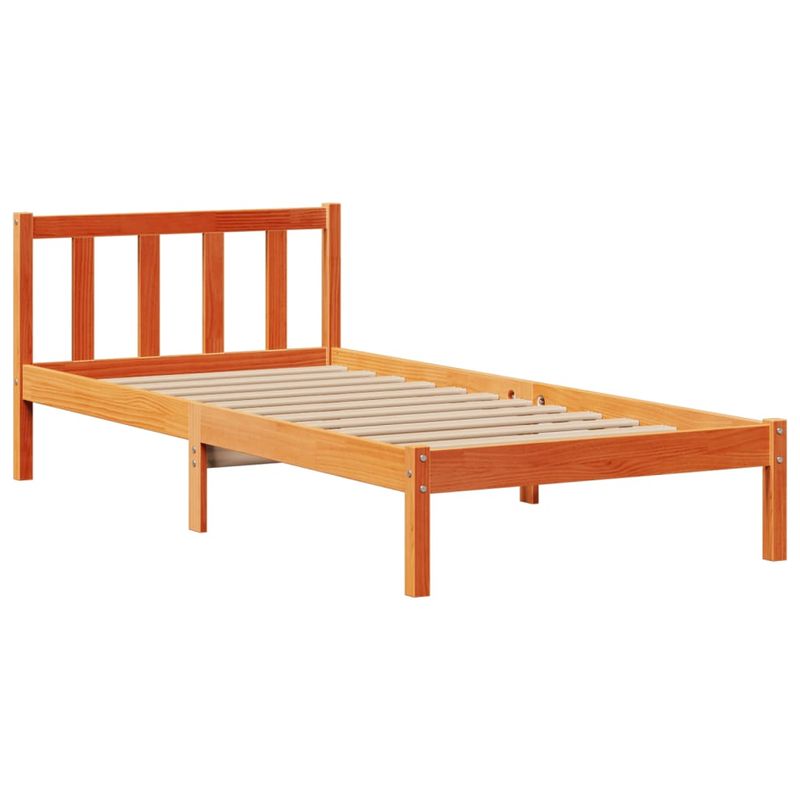 Casa si Gradina - Mobilier - Paturi si accesorii - Paturi - Pat biblioteca fara saltea maro ceruit 75x190 cm lemn masiv pin - Infinity.ro
