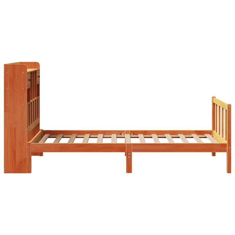 Casa si Gradina - Mobilier - Paturi si accesorii - Paturi - Pat biblioteca fara saltea maro ceruit 75x190 cm lemn masiv pin - Infinity.ro