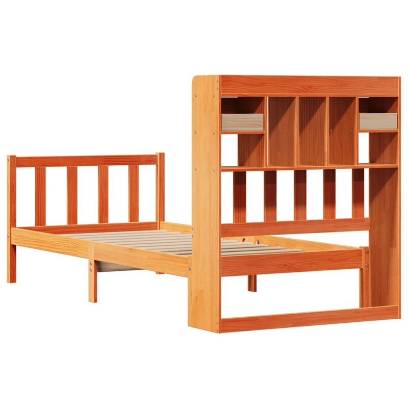 Casa si Gradina - Mobilier - Paturi si accesorii - Paturi - Pat biblioteca fara saltea maro ceruit 75x190 cm lemn masiv pin - Infinity.ro