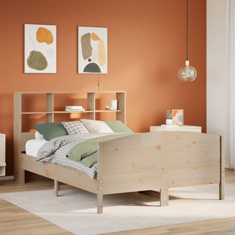 Casa si Gradina - Mobilier - Paturi si accesorii - Paturi - Pat cu biblioteca fara saltea, 150x200 cm, lemn masiv de pin - Infinity.ro