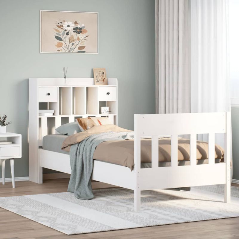 Casa si Gradina - Mobilier - Paturi si accesorii - Paturi - Cadru de pat fara saltea, alb, 75x190 cm, lemn masiv de pin - Infinity.ro
