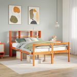 Casa si Gradina - Mobilier - Paturi si accesorii - Paturi - Pat cu biblioteca fara saltea maro ceruit 150x200 cm lemn masiv - Infinity.ro