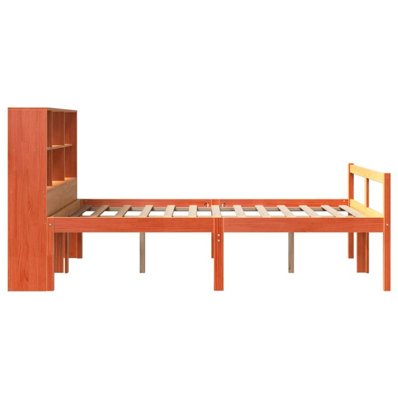 Casa si Gradina - Mobilier - Paturi si accesorii - Paturi - Pat cu biblioteca fara saltea maro ceruit 150x200 cm lemn masiv - Infinity.ro