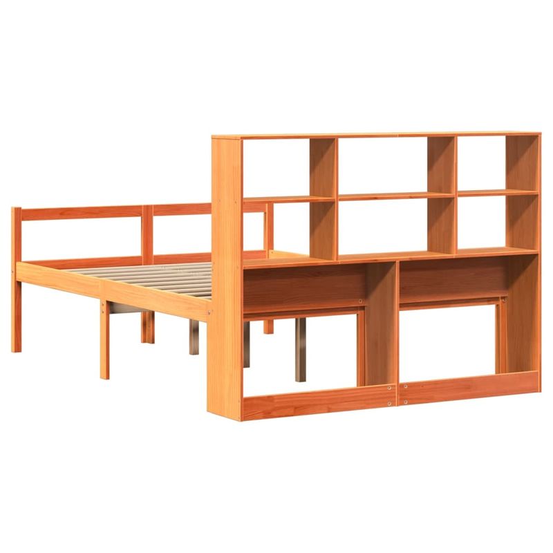 Casa si Gradina - Mobilier - Paturi si accesorii - Paturi - Pat cu biblioteca fara saltea maro ceruit 150x200 cm lemn masiv - Infinity.ro